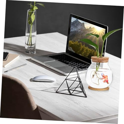 Toyvian Desktop Glass Fish Bowl with Lid Small Hydroponic Betta Tank Includes Mat for Easy Placement for Home Office Dining Table Decoration