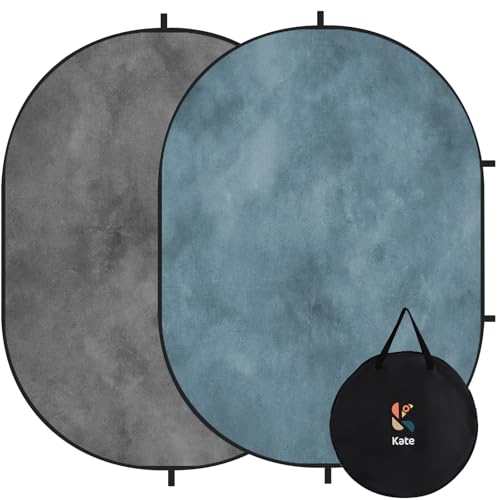 Kate Collapsible Backdrop Gray Photography and Video Backdrop 136 | 5x6.5ft(1.5x2m) Gray Teal Pop Up Collapsible Backdrop for Photography, Self Tape, Acting