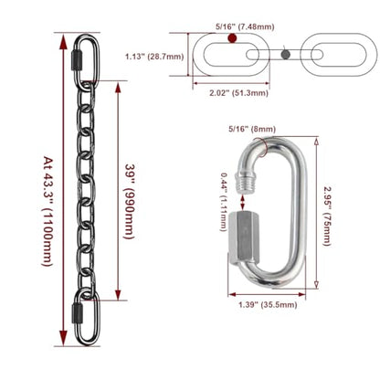 5/16 inch Towing Safety Chain,Heavy Duty Hanging Swing Chain with 2 Quick Links,Punching Bag Chain - color: 39 inch
