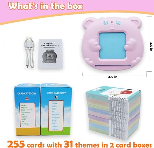 Spanish & English 510 Words Alphabet Bilingual Talking Flash Cards for 3-8 Years Toddlers, Pocket Speech Buddy Therapy Autism Toys, Educational Learning Interactive Toy for Boys Girls Kids Gifts Pink - size: 510 Words Spanish and English (Pink)