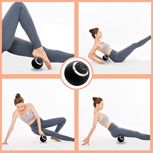 Vibrating Massage Ball 4-Speed High-Intensity Fitness Yoga Massage Roller, Relieving Muscle Tension Pain & Pressure Massaging Balls (Black) - color: Black