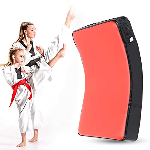 Taekwondo Curved Foot Target, Ergonomically Designed Muay Thai Pad for Training, Curved Kickboxing Strike Shield for Martial Arts, Taekwondo, Karate - color: Red