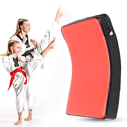 Taekwondo Curved Foot Target, Ergonomically Designed Muay Thai Pad for Training, Curved Kickboxing Strike Shield for Martial Arts, Taekwondo, Karate - color: Red
