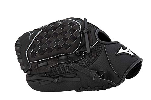 Mizuno Prospect PowerClose Youth Baseball Glove Series I V-Flex Notch I Parashock Palm Pad I Buttersoft Palm Liner - color: Black|Tartan Flex Web, size: 10.5"|All Positions|Ages 7-8