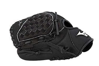 Mizuno Prospect PowerClose Youth Baseball Glove Series I V-Flex Notch I Parashock Palm Pad I Buttersoft Palm Liner - color: Black|Tartan Flex Web, size: 10.5"|All Positions|Ages 7-8