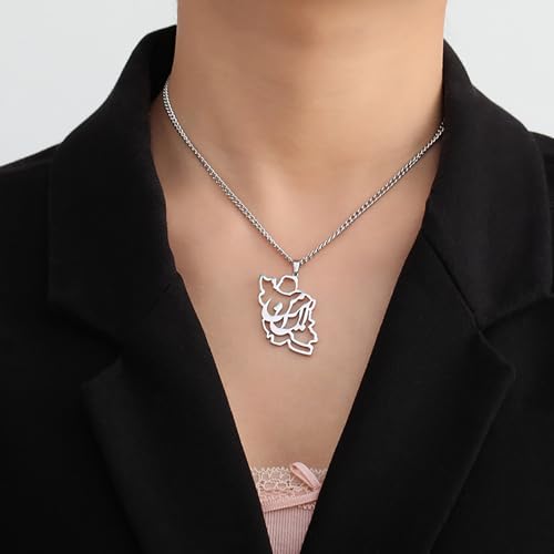LIKGREAT Iran Map Necklace with Persian Calligraphy Stainless Steel Iranian Cultural Farsi Script Pendant Necklace Patriotic Peace Jewelry - color: 1-sliver