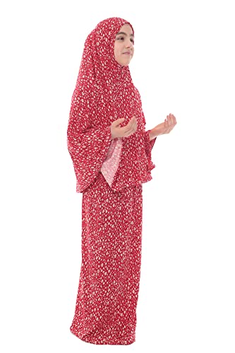 Prayer Set for Muslim Girls, Two Pieces Set Skirt and Scarf, with a Prayer Rug and Rosary, Suitable for 5 to 12 Years