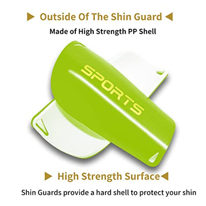 AIMISICAR Kids Youth Soccer Shin Guards with Sleeves for 3-15 Years Old - color: Green, size: L ( 4'7" - 5'8" Tall )
