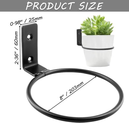 Jiozermi 6 Pack 8 inch Flower Pot Holder Ring, Wall Mounted Black | Flower Pot Holder Ring Wall Mounted Set Wall Mounted Metal Planter Hanger Matte Black Hanging Plant Holder - size: 8 Inch-6Pcs