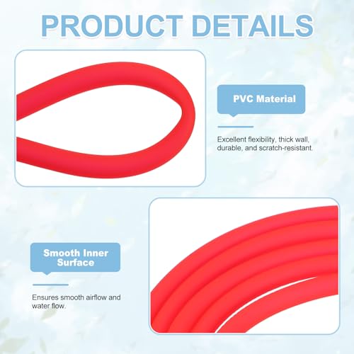Aquarium Airline Tubing, 5/32"(4mm) ID x 1/4"(6mm) OD 4.9ft PVC Flexible Tube, (2Pcs, Red), Intended for Fish Tank Air Pump/Aquarium/Garden/Terrarium Pond - color: Red