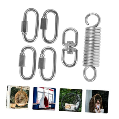 1 Set Hammock Hanging Kit with Metal Springs Durable Suspension for Swing Chairs and Baskets Securely Supports Rotations for Porches and Patios
