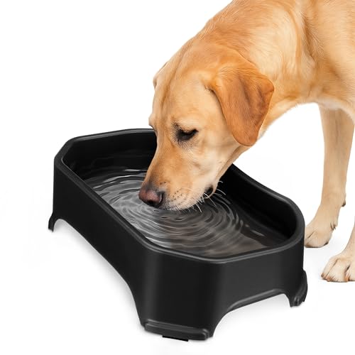 Neater Pet Brands Extra Large Water Bowl for Dogs, Outdoor Dog Water Bowl (1.25 Gallon XL Capacity), Big Trough Style Food Dish for Indoors or Outside, No Spill Large Dog Bowls, Midnight Black - color: Midnight Black, size: 1.25 Gallons