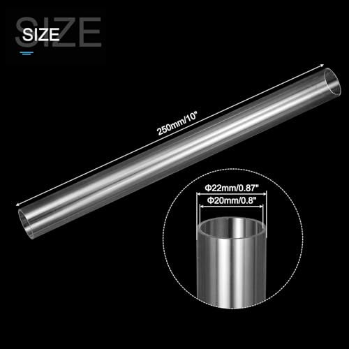 MECCANIXITY Clear Storage Tube 20x22mm Small Plastic Round Tubing with Caps Rigid Bottle Container 250mm/10 Inch for Item Stored - size: 20x22x250mm