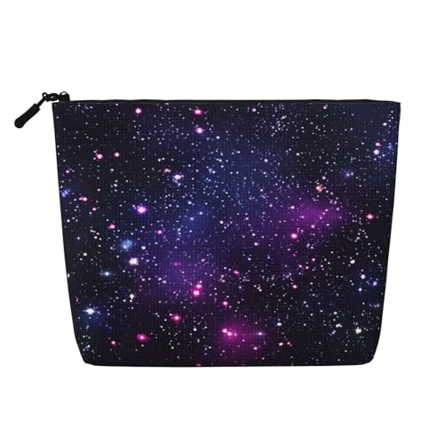 Starry Night Sky Fake Hemp Makeup Bag Travel Bags Toiletry Pouch With Zipper 9.45 X 6.7 In - color: Starry Night Sky
