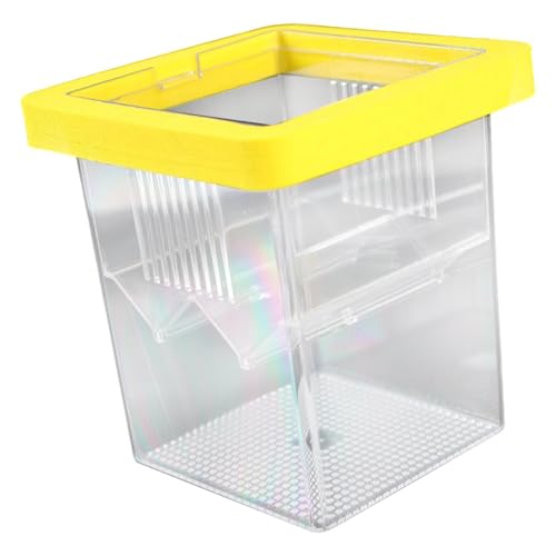 Breeder Box Aquarium Box Fish Egg Square Design PP Material Suitable for Betta Clownfish, Yellow