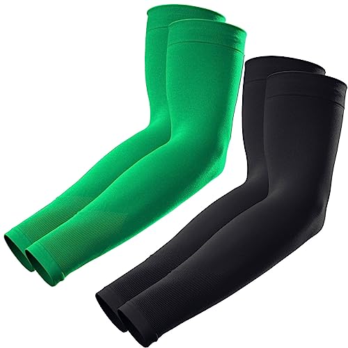 GOUNOD Sun Protection Cooling Compression Arm Sleeves For Men - Gardening Outdoors Sports Workouts volleyball arm sleeves - color: 2 Pairs:black,green