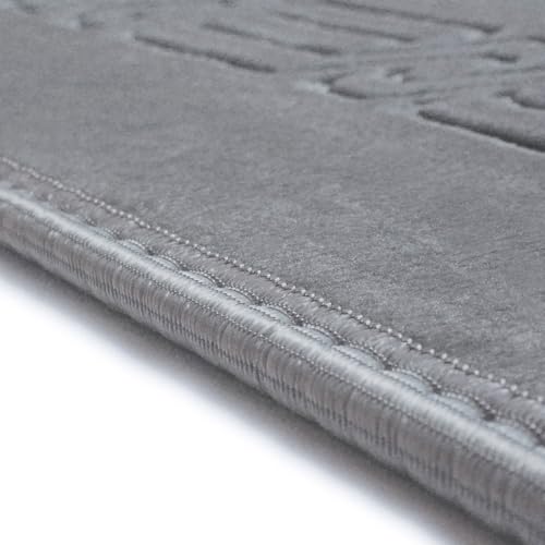JE JOUE Luxury Islamic Prayer Mat with Tasbih Beads - Extra Thick Large Padded Sajadah for Men, Women & Kids, Soft Non-Slip Muslim Prayer Rug for Eid, Ramadan, Travel(31 "x 47",Grey) - color: Grey