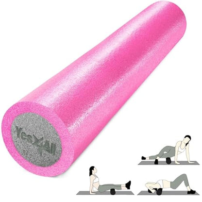 Yes4All High-Density EPP Round Back Roller Foam, Exercise Foam Roller for Yoga, Pilates & Stretching - 12, 18, 24, 36 inch - color: 36 Inches - Pink/Grey