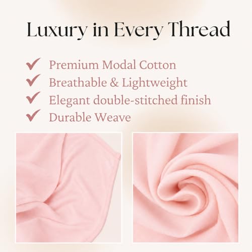 Premium Breathable Modal Cotton Hijab for Women, Lightweight, Non-Slip, Soft & Elegant Scarf for Everyday Wear - color: Blush Pink