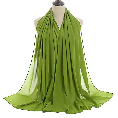 YOUR SMILE for Women Lightweight Breathable Solid Color Soft Chiffon Long Fashion Scarves Sun-proof Shawls Wrap - color: Grass Green