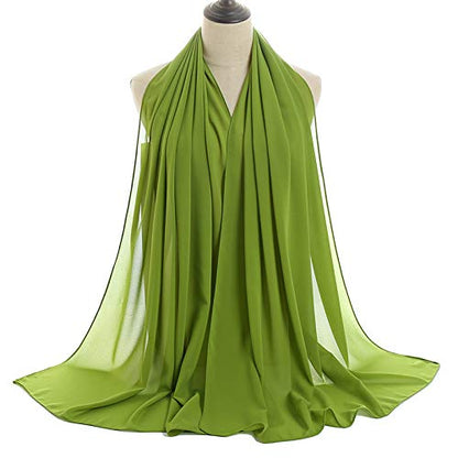 YOUR SMILE for Women Lightweight Breathable Solid Color Soft Chiffon Long Fashion Scarves Sun-proof Shawls Wrap - color: Grass Green