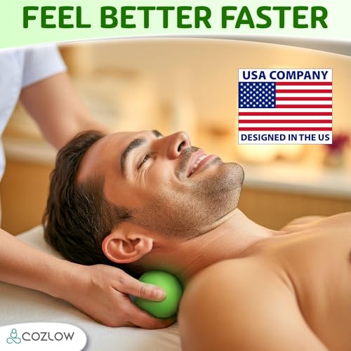 COZLOW Peanut Massage Ball - Deep Tissue Therapy, Pain Relief - Jade Green | Cozlow 5" double lacrosse silicone massage ball, trigger point roller for mobility, acupressure tool for myofascial release - color: Jade Green