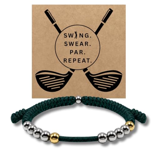 Golf Counter Bracelet, 10 Bead Handmade Score Counter, Adjustable Stainless Steel Beads, Easy Stroke Counting Accessory for Men and Women - color: Military Green