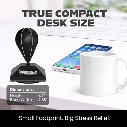 Desktop Punching Bag – Desk Fidget Toy for Stress Relief & Focus – Mini Suction Cup Punch Ball with Patented Griply™ Technology – Office Stress Reliever for Adults, Teens & Coworkers - color: Black
