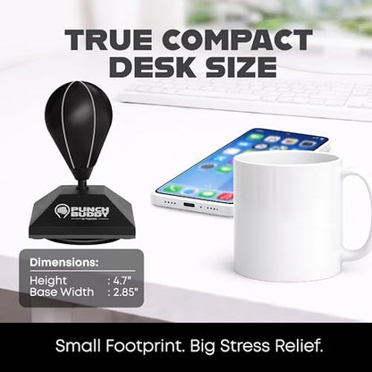 Desktop Punching Bag – Desk Fidget Toy for Stress Relief & Focus – Mini Suction Cup Punch Ball with Patented Griply™ Technology – Office Stress Reliever for Adults, Teens & Coworkers - color: Black