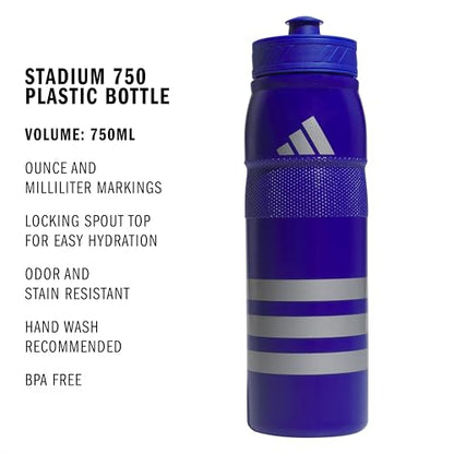 adidas 750 ML (28 oz) Stadium Refillable Plastic Sport Water Bottle - color: Bold Blue/Grey/Bold Blue