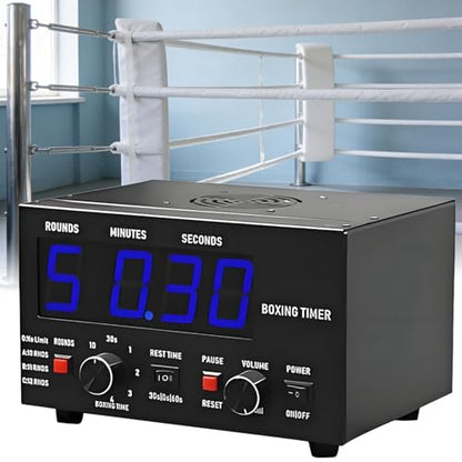 Interval Timer with LED Display, Adjustable Sound, Customizable Training Time and Repetitions for Boxing, MMA, and Kickboxing Workouts - color: Blue
