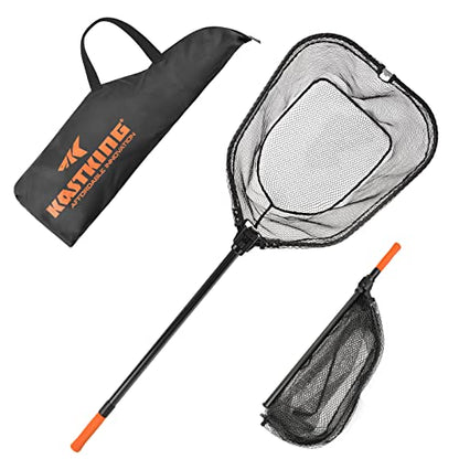 KastKing Brutus Fishing Net, Foldable Extendable Fish Landing Net, Lightweight & Portable Fishing Net with Soft EVA Foam Handle, Holds up to 44lbs/20KG, Fish-Friendly Mesh for a Safe Release - size: 75" Total Length(extendable), style: Pvc Net