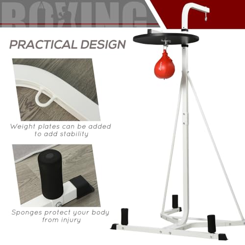 Adjustable Height Punching Bag Stand with Weighted Base for Heavy and Speed Bags, Freestanding Boxing Equipment for Home Gym Training