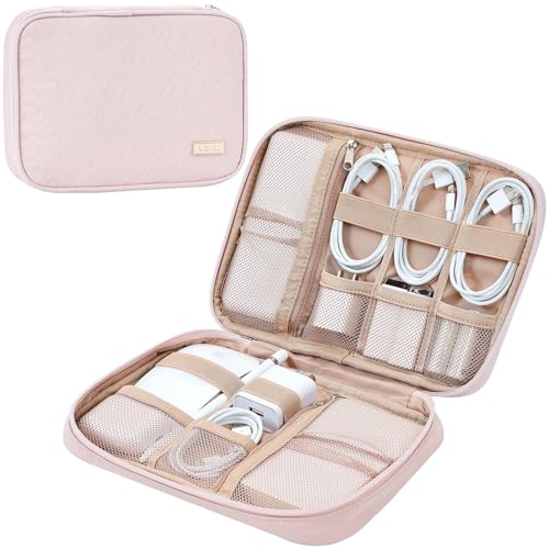 NISHEL Travel Cord Organizer, Electronic Cable Accessories Storage Bag - color: Pink