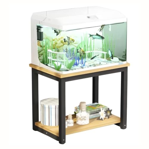 Fish Tank Stand,Metal Iron Fish Stand Cabinet - Double-Layer Detachable Rack, Easy to Assemble Home Storage Shelf for Organizing Fish Supplies & Accessories - color: Natural, size: 80x45x70cm