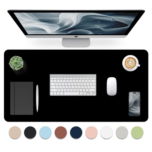 Leather Desk Pad, Mouse Pad, Non-Slip Desk Protector Mat, Leather Desk Blotter, Computer Desk Pad, Waterproof Desk Mat for Home Office and Decor - Black (31.5×15.7 Inches) - color: Black, size: 31.5" x 15.7"