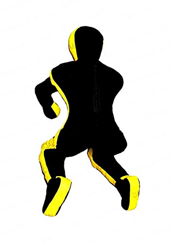Bestzo MMA Martial Arts Brazilian Grappling Dummy-Sitting Position Black/Yellow - Unfilled - color: Synthetic Leather Black/Yellow, size: 48 inches (4 ft)