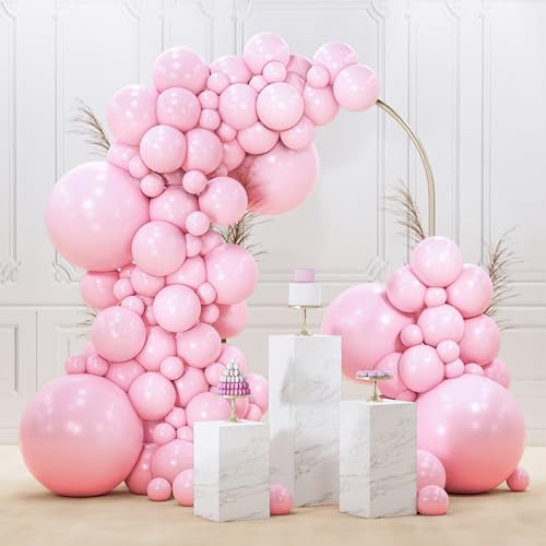 PartyWoo Baby Pink Balloons 145 pcs Different Sizes of 18 12 10 5 Inch Pastel Pale Light Pink Balloons Arch Kit Garland for Baby Shower Gender Reveal Birthday Princess Party Decorations Pink-Q05 - color: Pink-q05