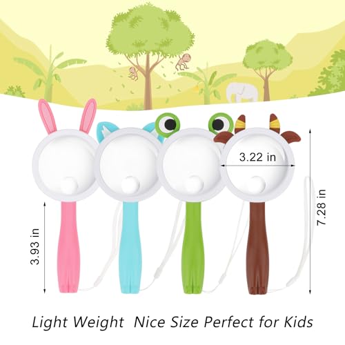 Rongon 10X Kids Magnifying Glass Handheld Magnifier for Child (4Pcs) | Animal shape magnifier student exploring nature, scientific experiment Observing insect animal plant leaves explore reading - color: 4ppcs