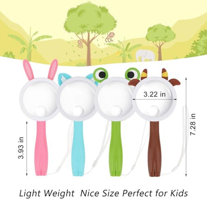 Rongon 10X Kids Magnifying Glass Handheld Magnifier for Child (4Pcs) | Animal shape magnifier student exploring nature, scientific experiment Observing insect animal plant leaves explore reading - color: 4ppcs
