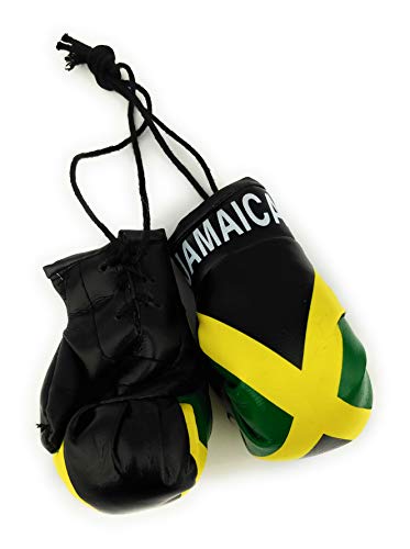 Hanging Car Mirror Mini Boxing Gloves (Jamaica) - color: Jamaica