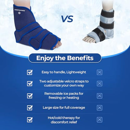 Ankle Foot Ice Pack Wrap, XL, Blue, 1 Wrap + 4 Gel Packs | 30-Min Long-Lasting & Leakproof, Full Coverage for Feet Pain Relief, Hot & Cold Therapy, Insertable Ice Packs, Easy-to-Wear - size: XL, style: Blue (1 Wrap+4 Gel Packs)