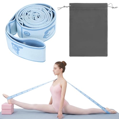 11 Loops Stretch band Yoga Pilates Ballet and Physical Therapy Stretching Strap for Flexibility Leg Stretching and Exercise Premium Multi-Loop Stretch Strap for Dance Gymnastics Durable