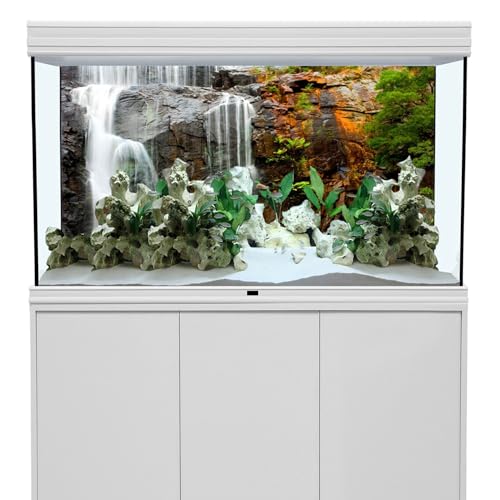 AWERT 72x16 inches Waterfall Terrarium Background Tropical Aquarium Background Mountain Lake Reptile Habitat Background - size: 72x16in/180x40cm