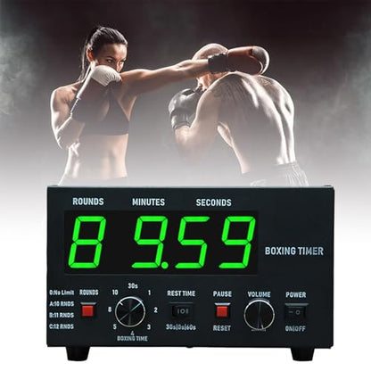 Professional Interval Timer with LED Display, Adjustable Sound and Stopwatch for Boxing and Gym Training - color: Green
