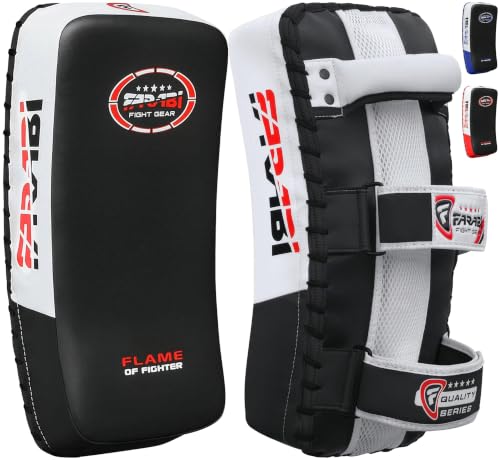 Farabi Thai Pad Training Kick Pad Curved Coaching Pad Kicking Mix Martial Arts x 1 Single Unit - color: Black (Pair)