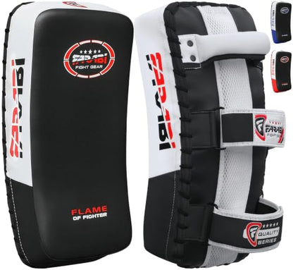 Farabi Thai Pad Training Kick Pad Curved Coaching Pad Kicking Mix Martial Arts x 1 Single Unit - color: Black (Pair)