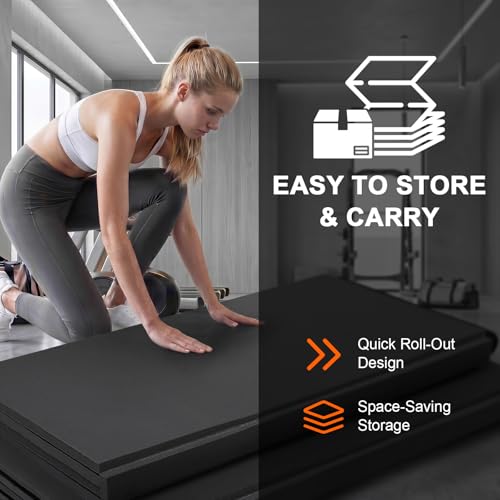 10' x 10' Wrestling Mat (118" x 118" x 1.18") Roll-Up Jiu Jitsu Mat for Home Gym, BJJ, MMA, Grappling, Judo & Martial Arts Training, Durable Non-Slip Folding Exercise Mat - color: Gray