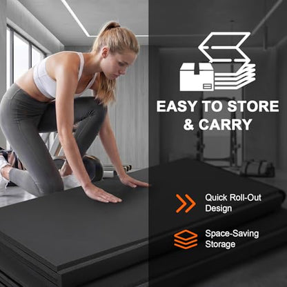 10' x 10' Wrestling Mat (118" x 118" x 1.18") Roll-Up Jiu Jitsu Mat for Home Gym, BJJ, MMA, Grappling, Judo & Martial Arts Training, Durable Non-Slip Folding Exercise Mat - color: Gray