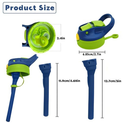 12oz Replacement Lid with 2 Straw for Kid Tumbler,Leak-Proof and Spill-Proof Straw Lids for ZONEGRACE Mocaru,BPA Free,Inner Diameter2.4IN (Green, 1 Pack) - color: Green